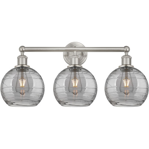 Edison Athens Deco Swirl 3 Light 26 inch Satin Nickel Bath Vanity Light Wall Light