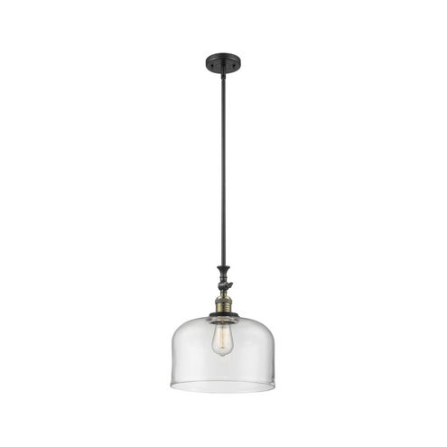 Franklin Restoration X-Large Bell 1 Light 12 inch Black Antique Brass Mini Pendant Ceiling Light in Clear Glass, Franklin Restoration