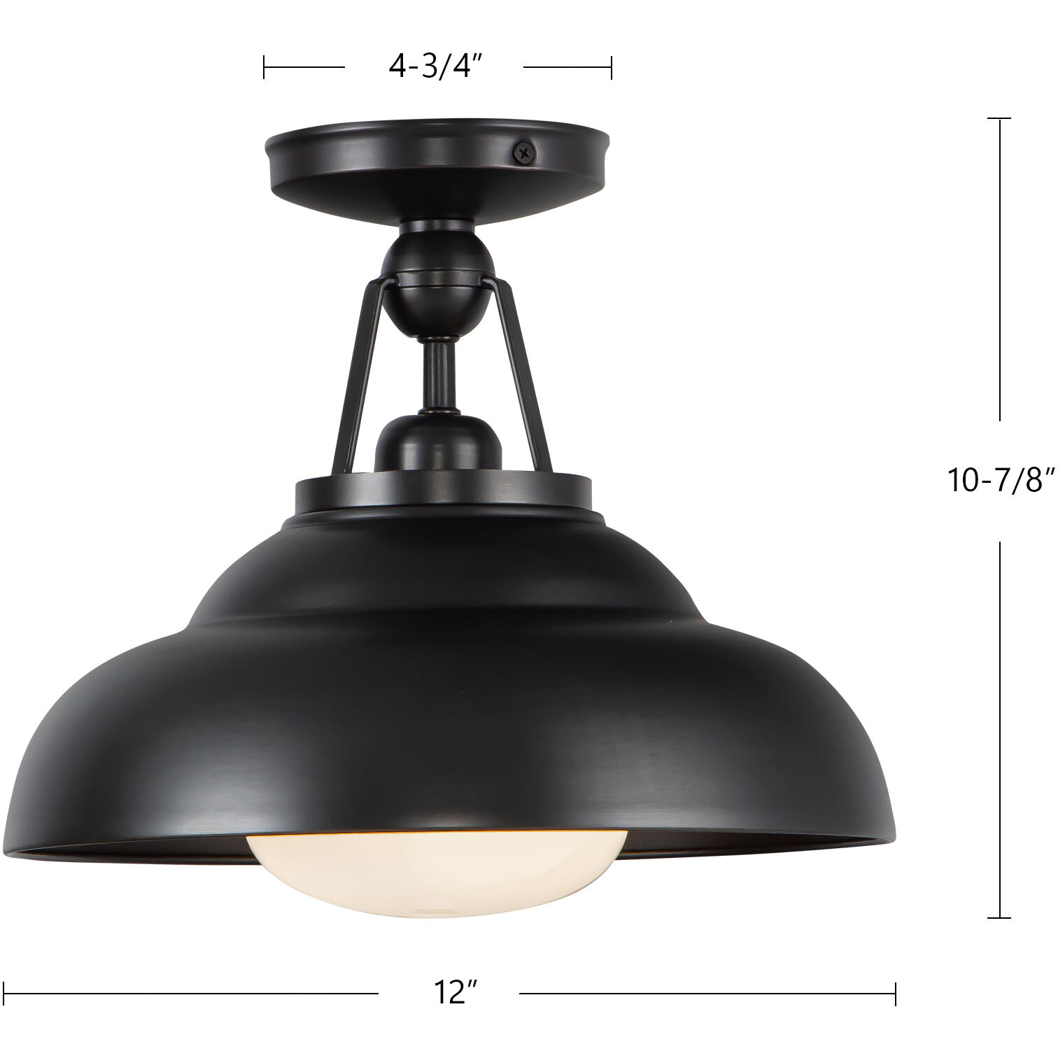 Palmetto 1 Light 12 inch Polished Brass/Glossy Opal Semi-Flush Mount Ceiling Light