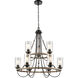 Paladin LED 31.5 inch Matte Black Chandelier Ceiling Light in Seedy Glass