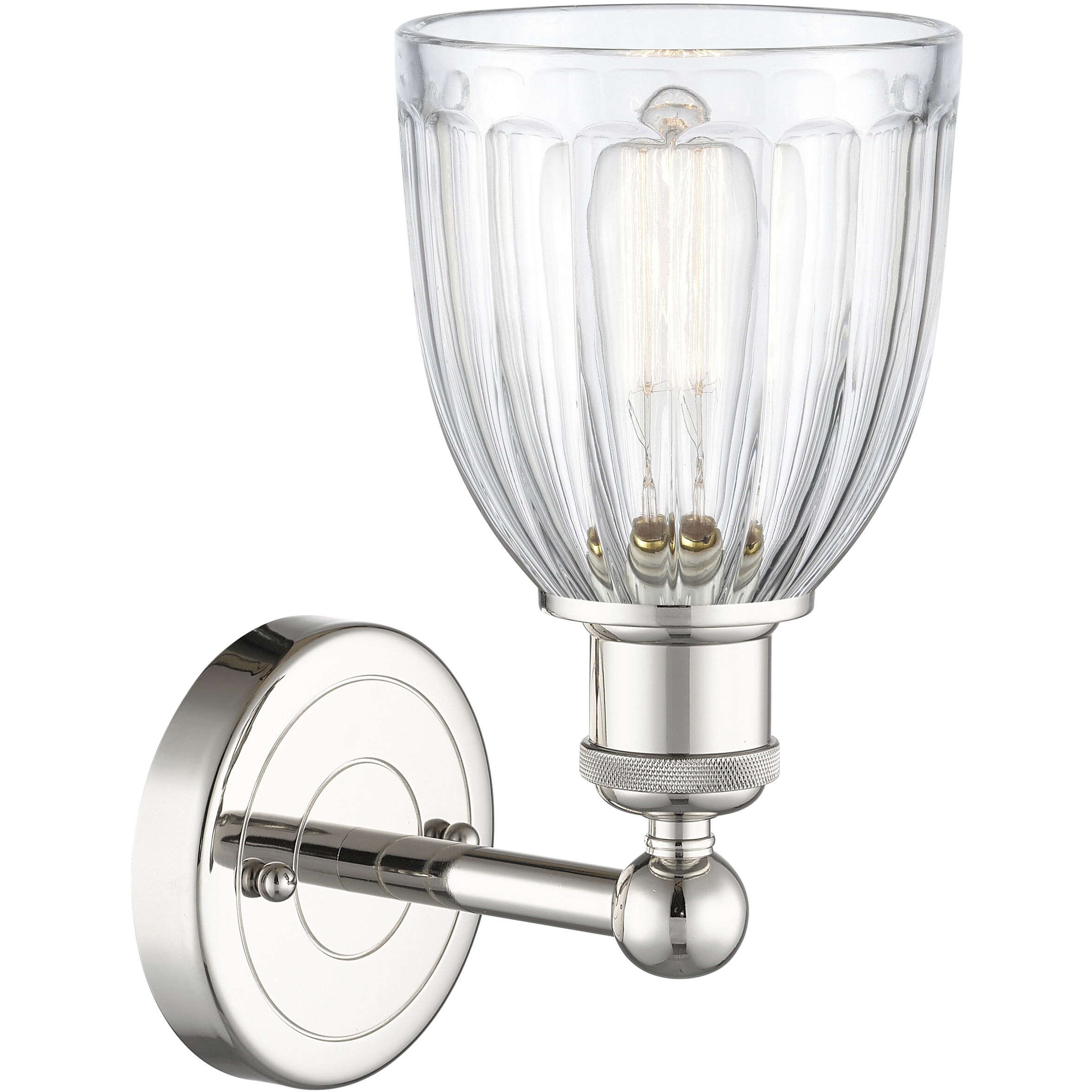 Brookfield Sconce Wall Light in Polished Nickel, Clear