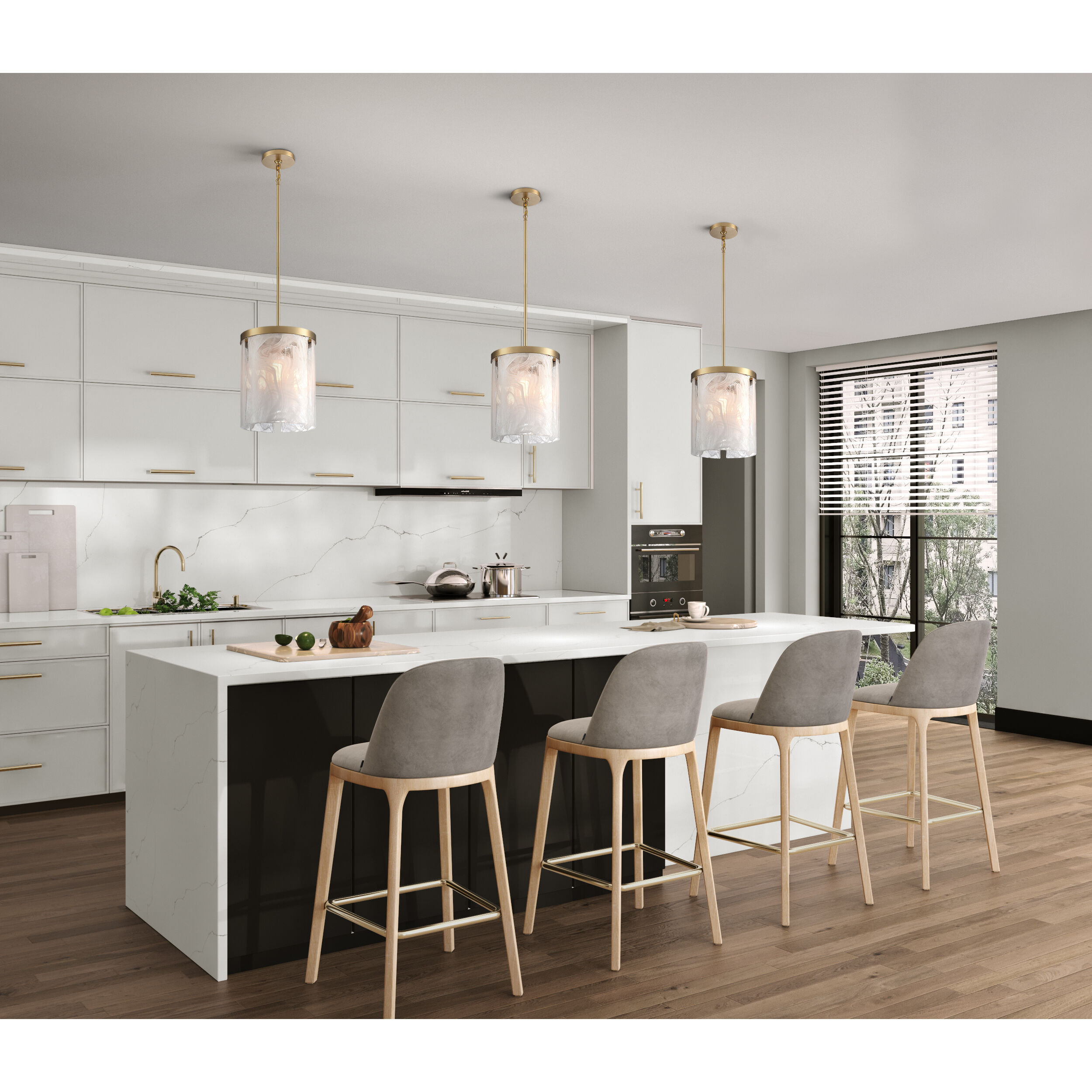 Skye 3 Light 10 inch Brushed Brass Pendant Ceiling Light