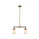 Franklin Restoration Small Bell 2 Light 43 inch Brushed Brass Island Light Ceiling Light in Matte White Glass, Franklin Restoration