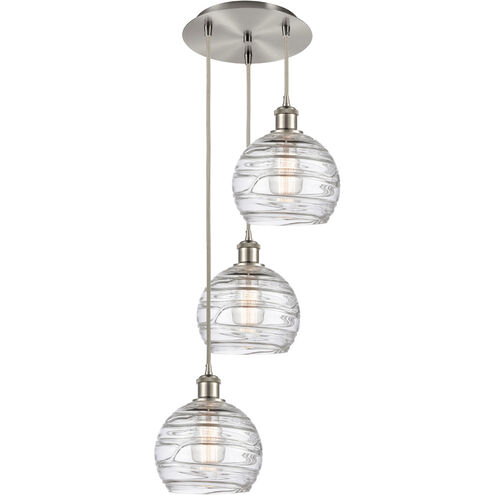 Ballston Athens Deco Swirl 3 Light 15 inch Brushed Satin Nickel Multi-Pendant Ceiling Light
