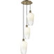 Ballston Brookhaven Flute 3 Light 13.5 inch Antique Brass Multi Pendant Ceiling Light in Opal Glass