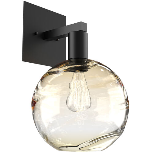 Optic Blown Glass 1 Light 9 inch Matte Black Indoor Sconce Wall Light in Terra Amber