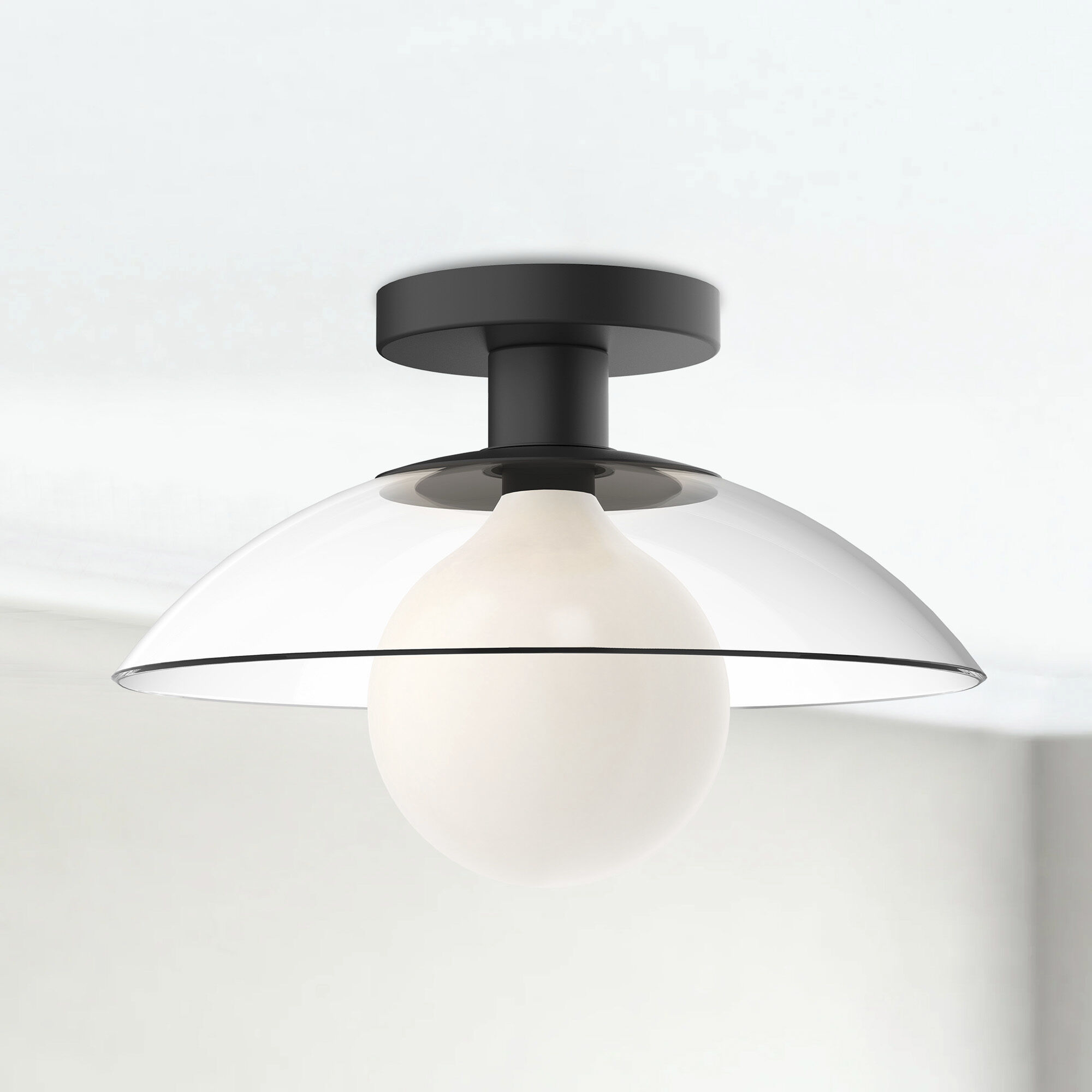 Alora Mood Francesca 1 Light 11.88 inch Clear Glass/Matte Black Semi-Flush Mount Ceiling Light
