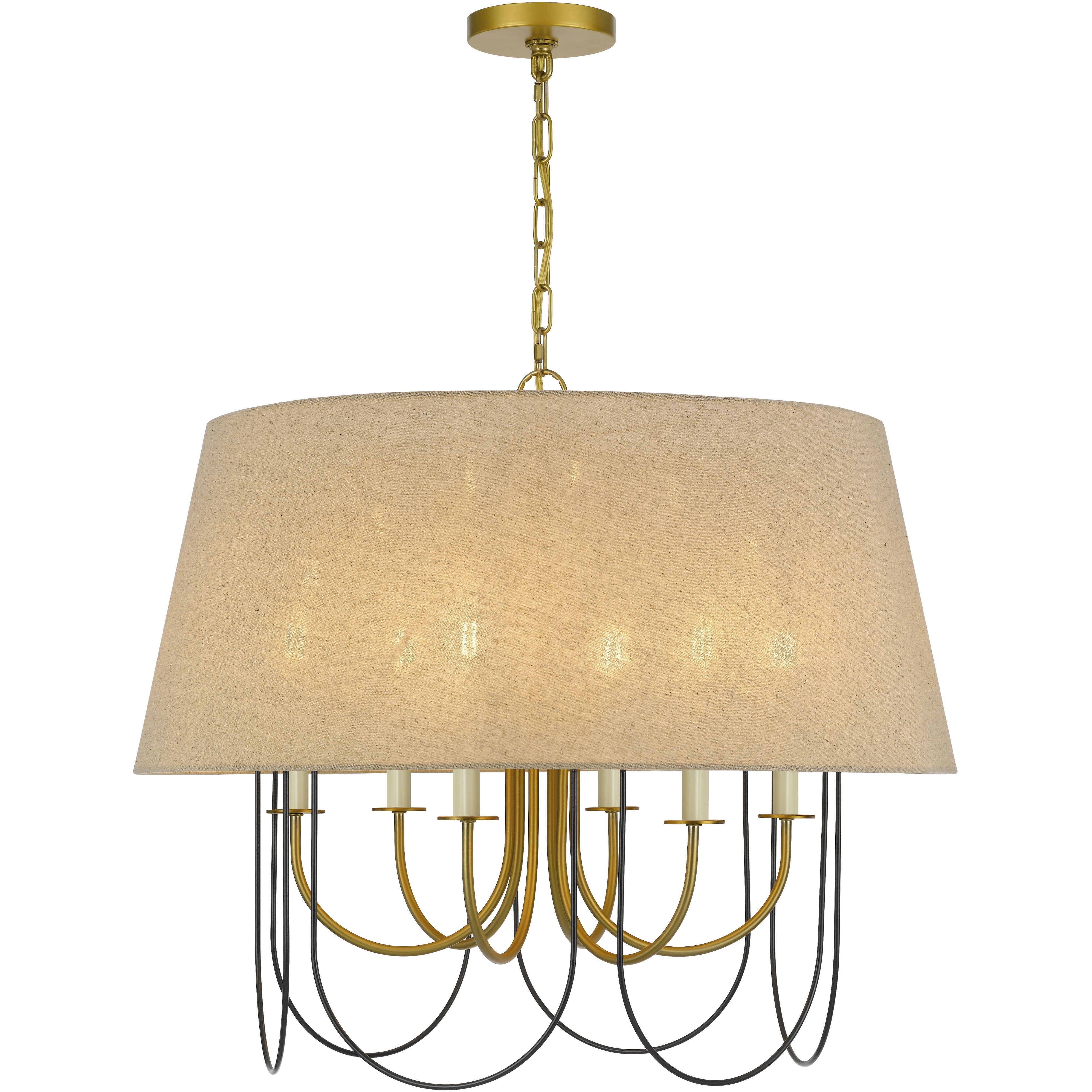 Eupora 6 Light 28 inch Antique Brass and Black Chandelier Ceiling Light