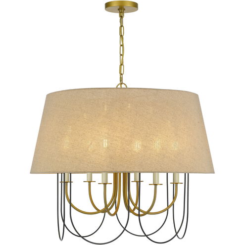 Eupora 6 Light 28 inch Antique Brass and Black Chandelier Ceiling Light