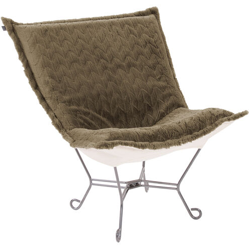 Puff Angora Moss Scroll Chair with Cover