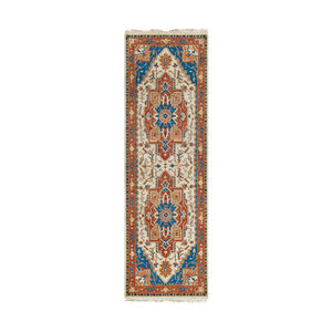 Zeus 96 X 30 inch Burnt Orange/Sky Blue/Camel Rugs, Wool and Cotton