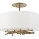 Brindille 3 Light 15 inch Soft Gold Semi-Flush Ceiling Light in Natural Anna