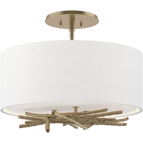 Brindille 3 Light 15 inch Soft Gold Semi-Flush Ceiling Light in Natural Anna
