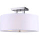 Madison 3 Light 15 inch Brushed Nickel Semi Flush Ceiling Light