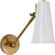 Visual Comfort Thomas O'Brien Antonio 18 inch 60 watt Hand-Rubbed Antique Brass Adjustable Wall Lamp Wall Light in Antique White, Thomas O'Brien, One-Arm, Antique White Shade TOB2065HAB-AW - Open Box