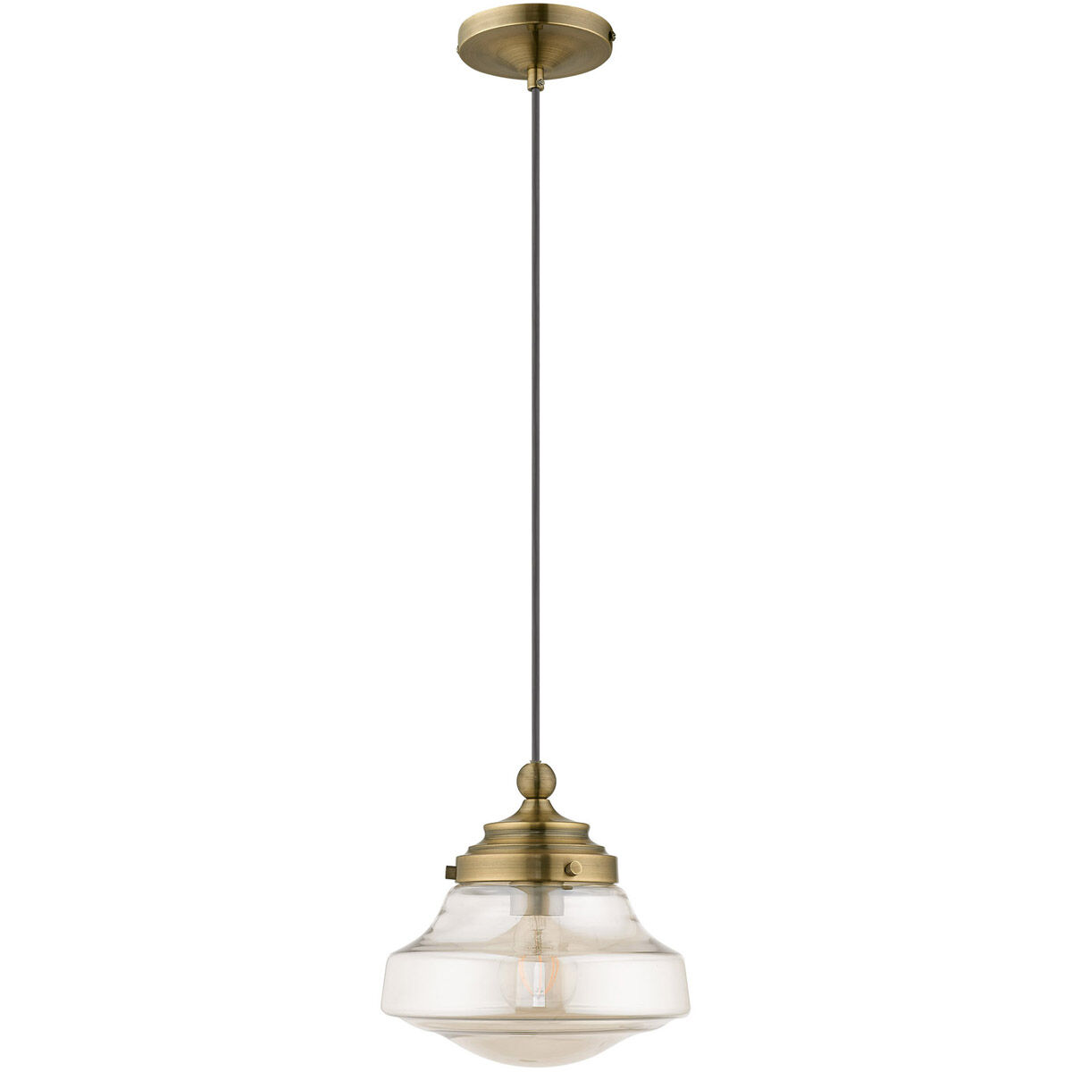 Art Glass 1 Light 9 inch Antique Brass Mini Pendant Ceiling Light