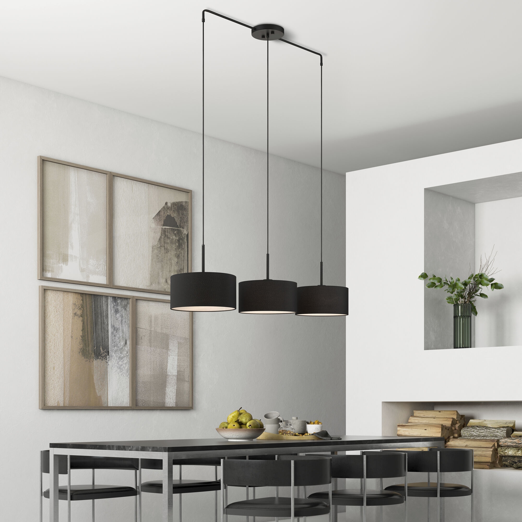 Bainbridge 3 Light 13 inch Black Chandelier Ceiling Light, Large