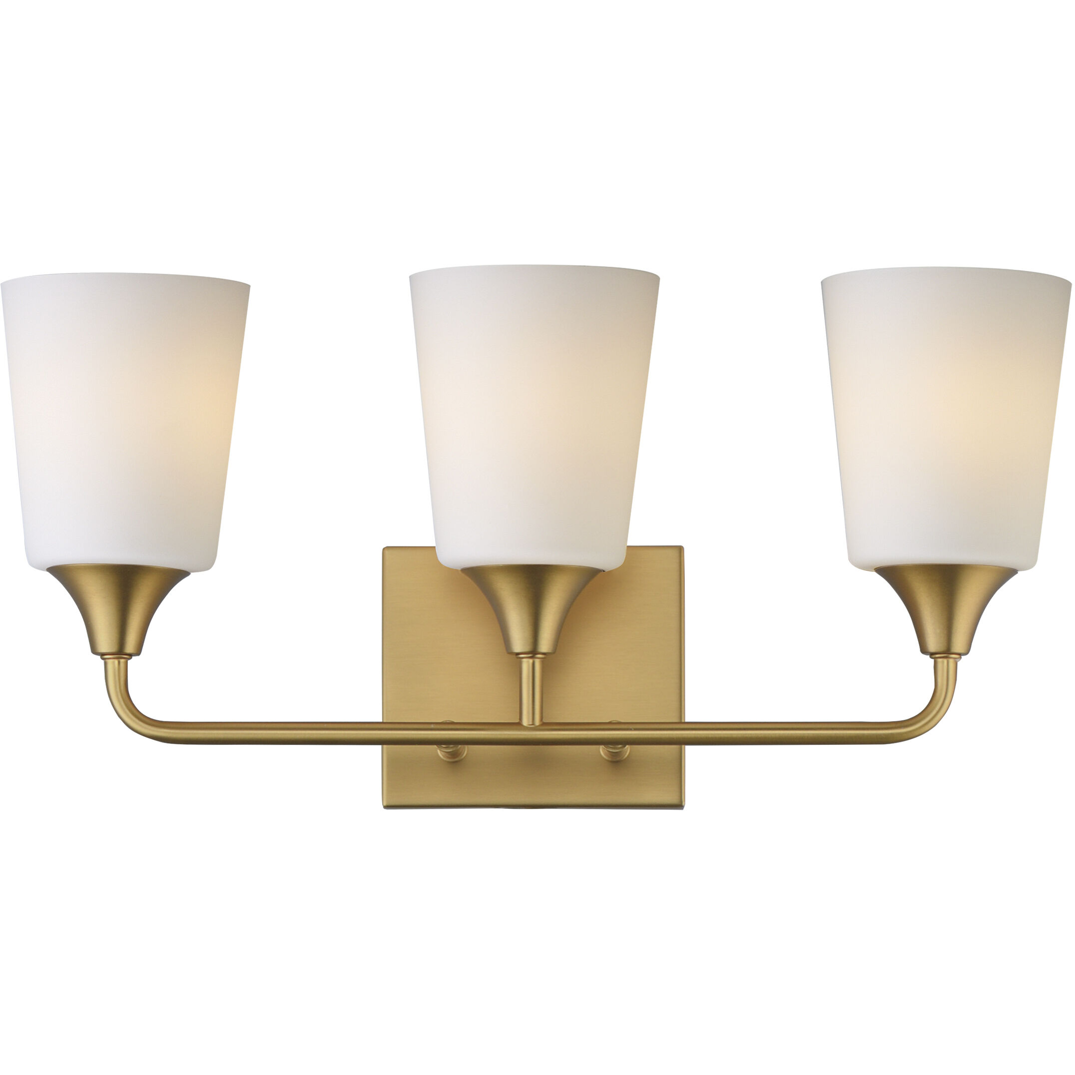 Hudson 3 Light 20.5 inch Natural Aged Brass Bath Vanity Wall Light in Satin White