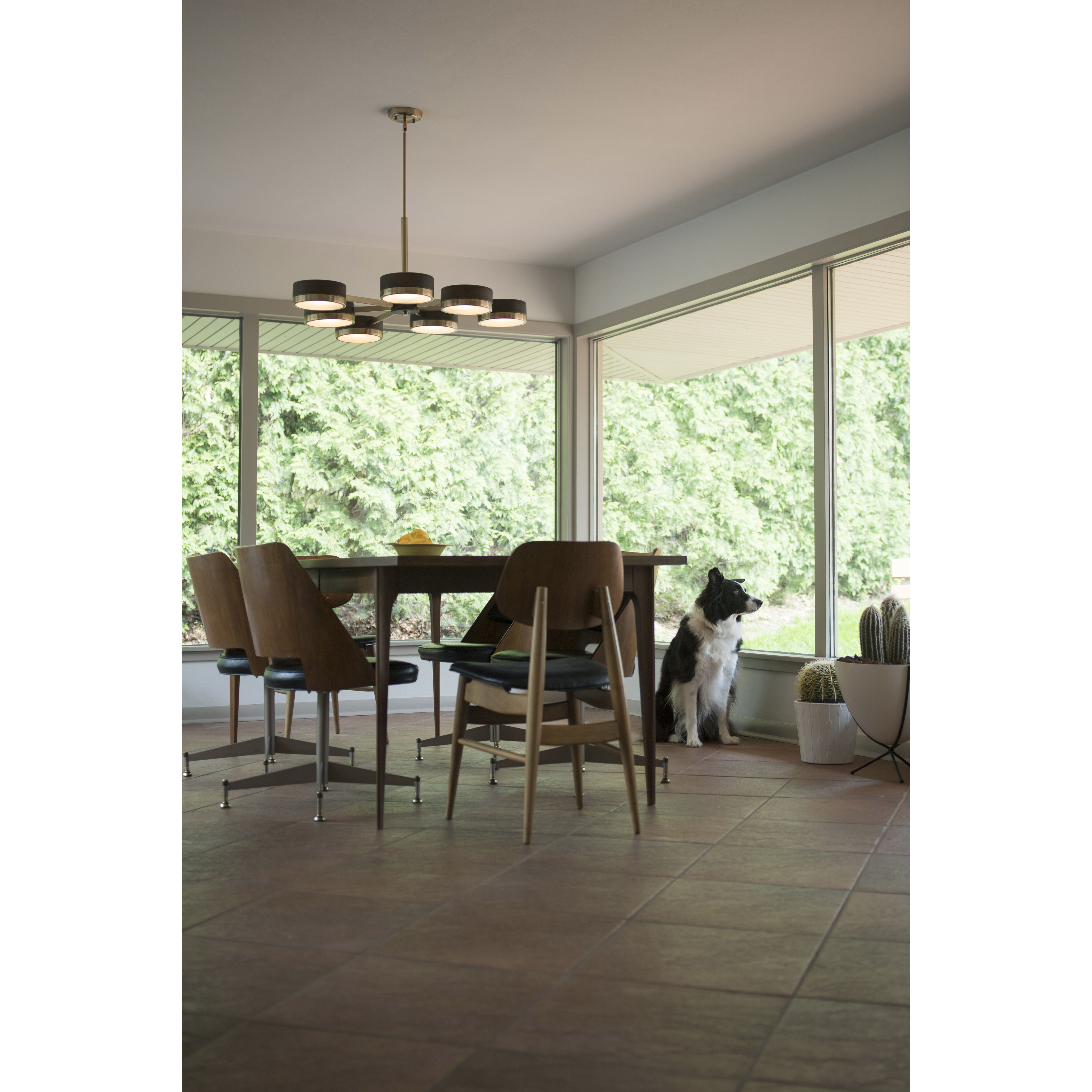 Madison LED 35.5 inch Architectural Bronze and Natural Brass Chandelier Ceiling Light