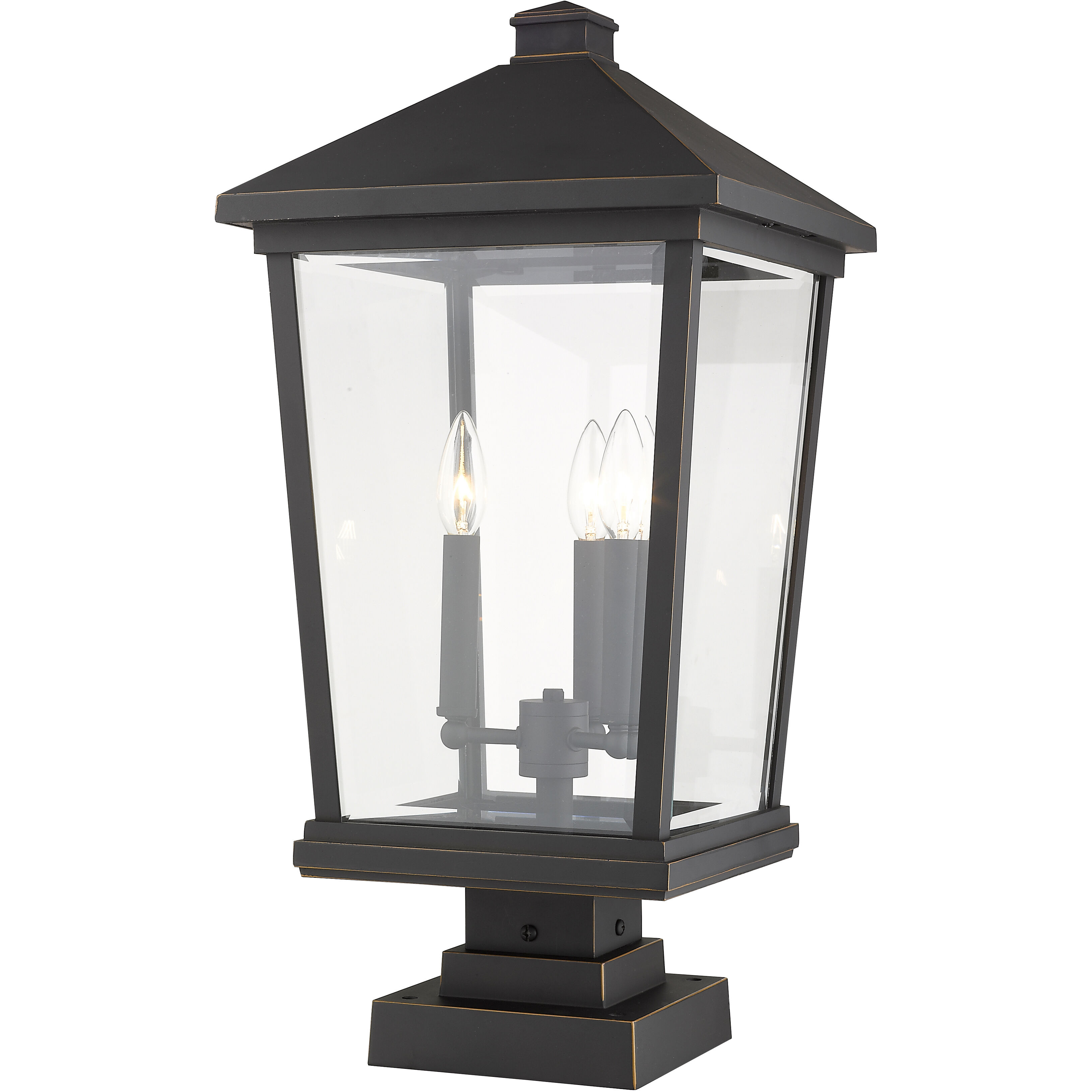 Beacon 3 Light 24.75 inch Oil Rubbed Bronze Outdoor Pier Mounted Fixture in 15.5