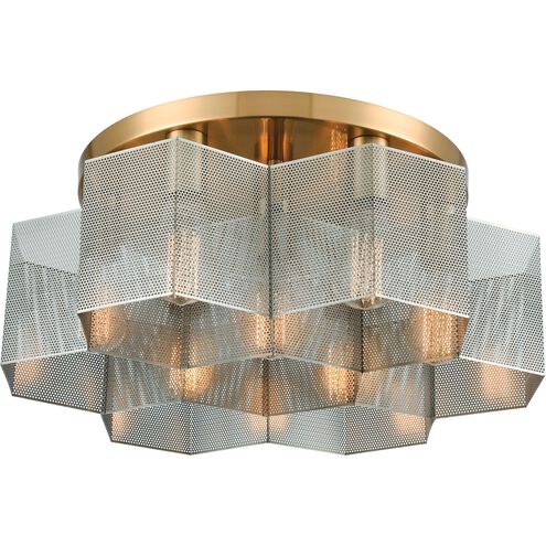 Compartir 7 Light 19 inch Satin Brass Semi Flush Mount Ceiling Light