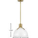 Argo LED 14 inch Polished White with Lacquered Brass Indoor Pendant Ceiling Light