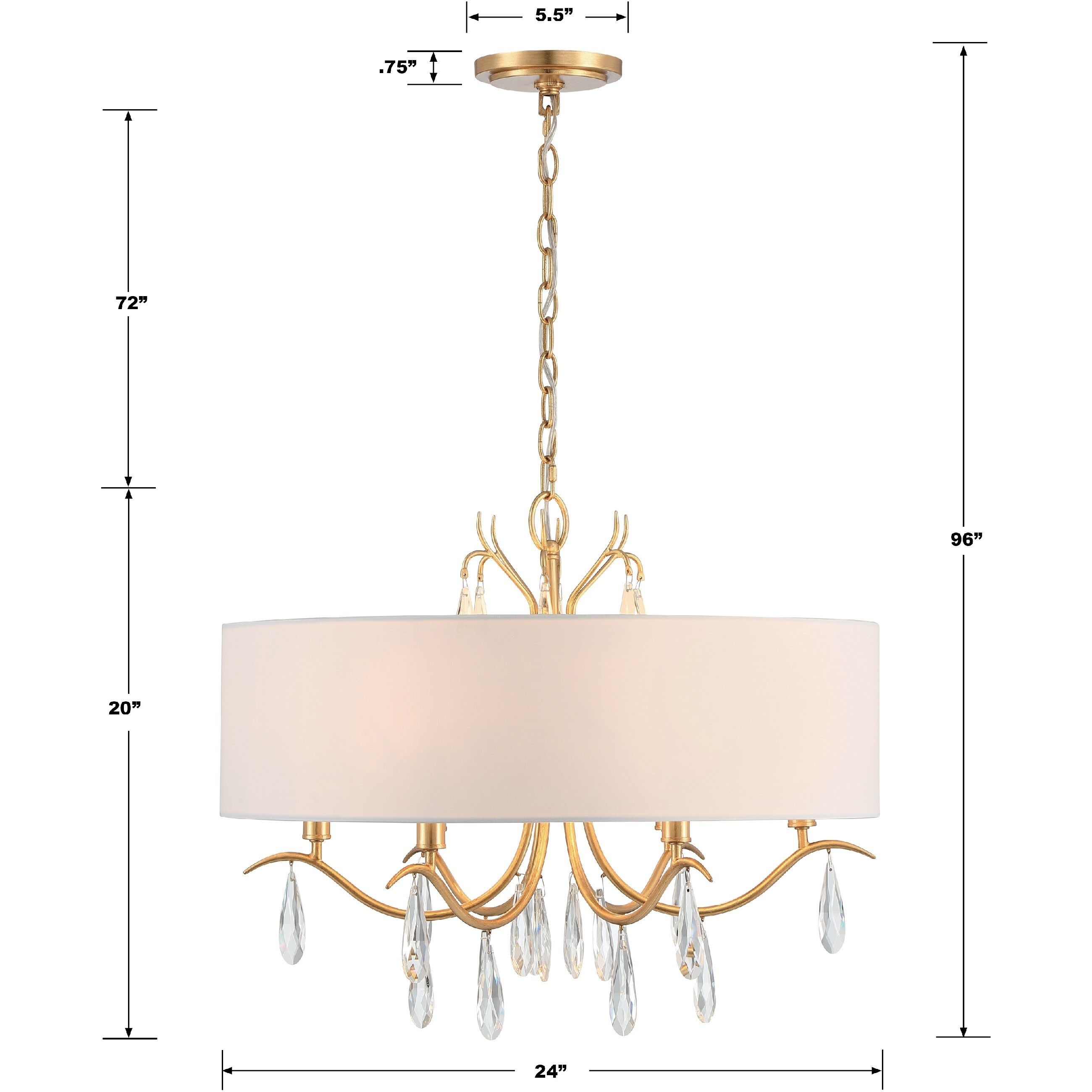 Rollins 6 Light 24 inch Antique Gold Chandelier Ceiling Light
