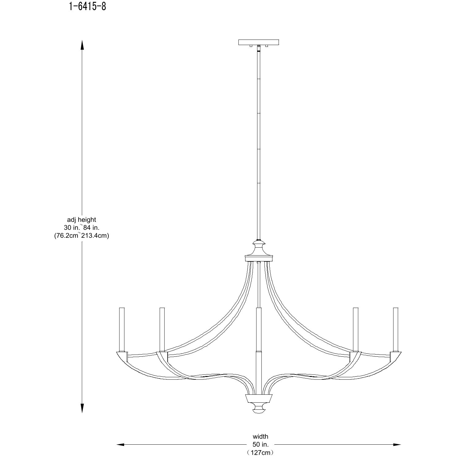 Preserve 8 Light 50 inch Matte Black Chandelier Ceiling Light