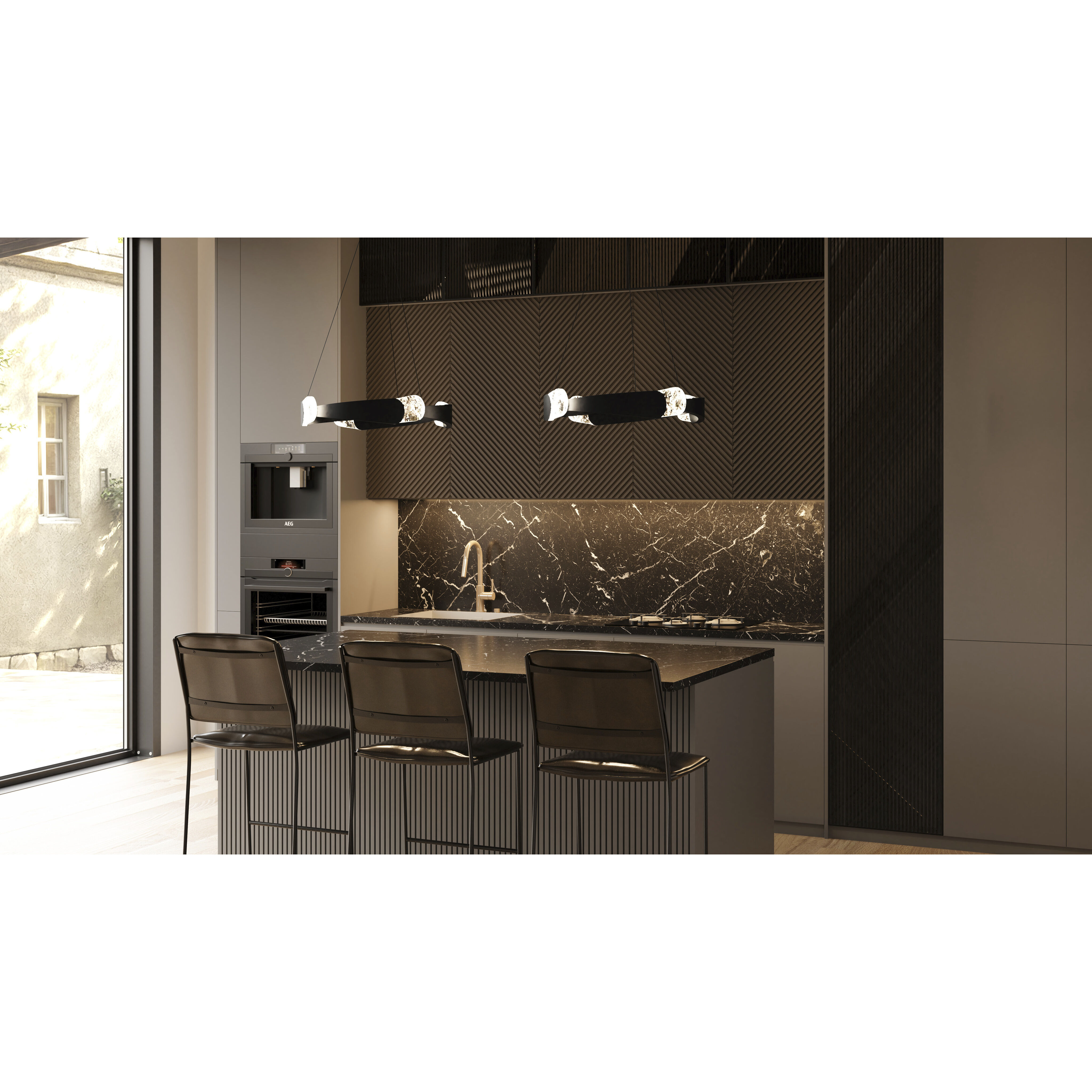 Saffron LED 24 inch Matte Black Pendant Ceiling Light, Large