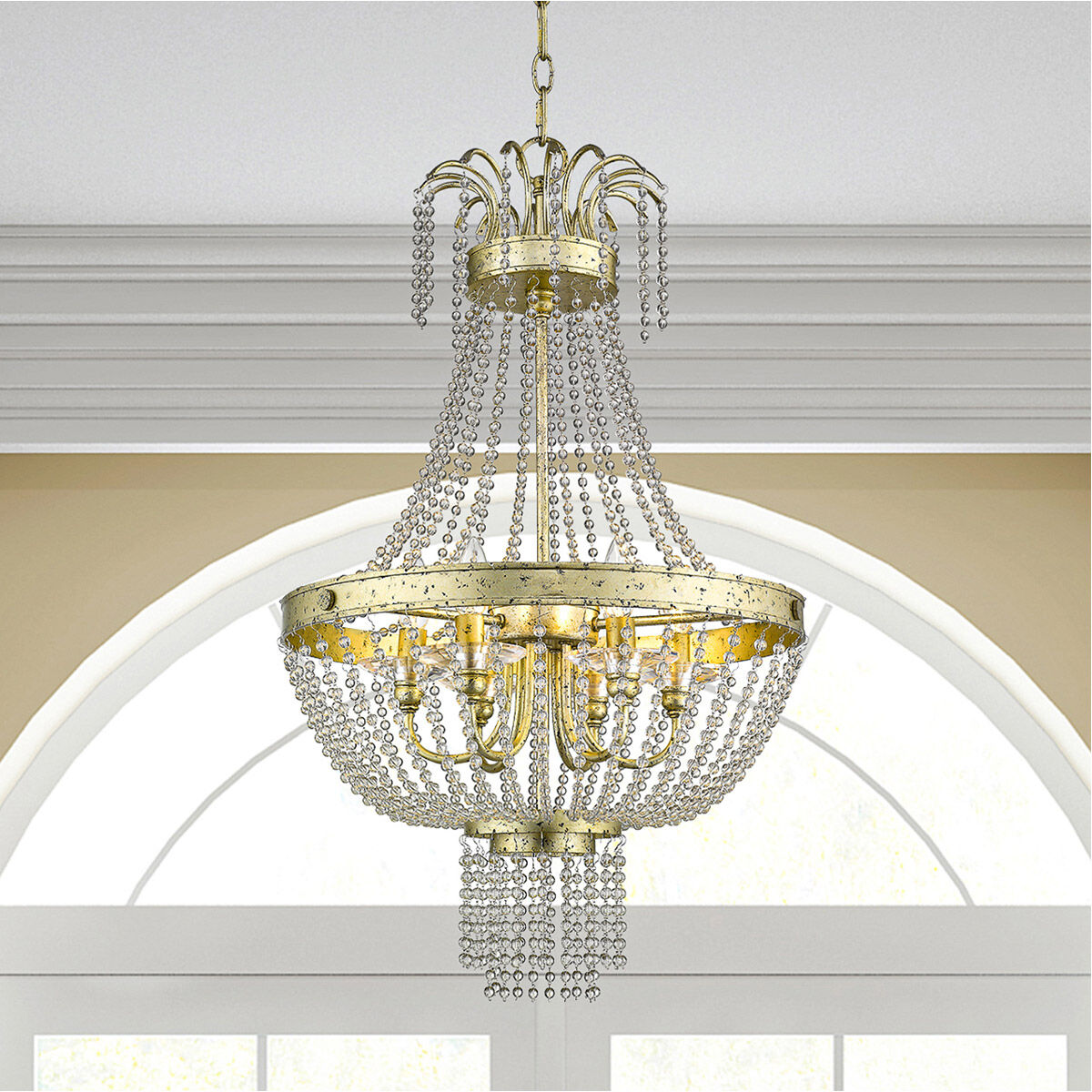 Valentina 6 Light 18 inch Hand Applied Winter Gold Pendant Ceiling Light