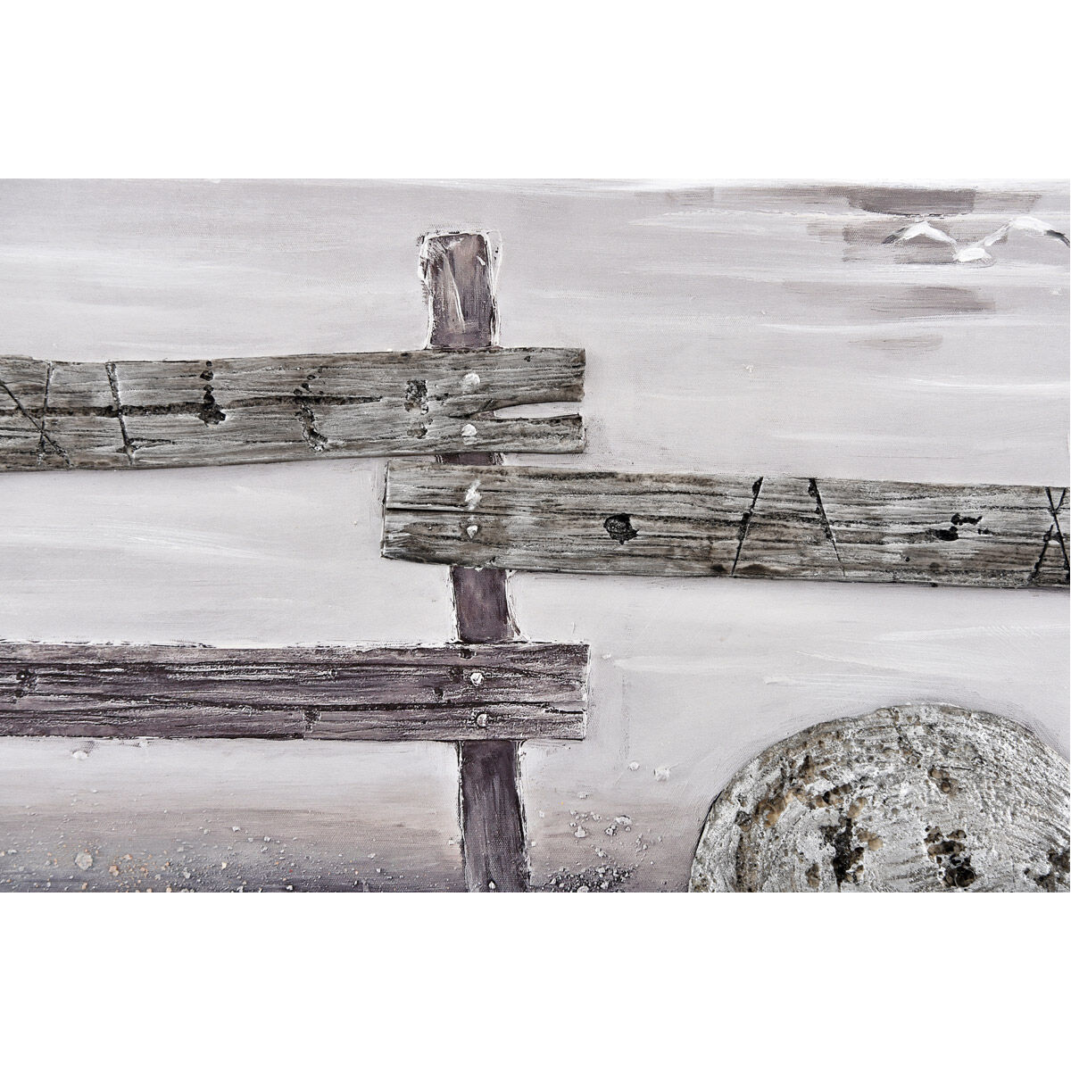 Beach Scene Gray and White Wall Art