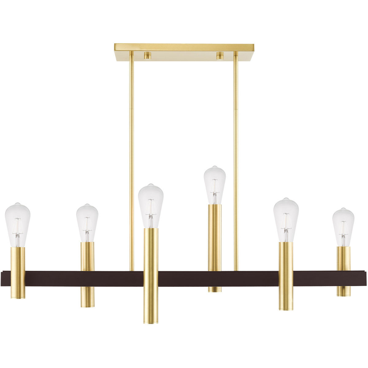 Helsinki 6 Light 8.25 inch Satin Brass with Bronze Accents Chandelier Ceiling Light