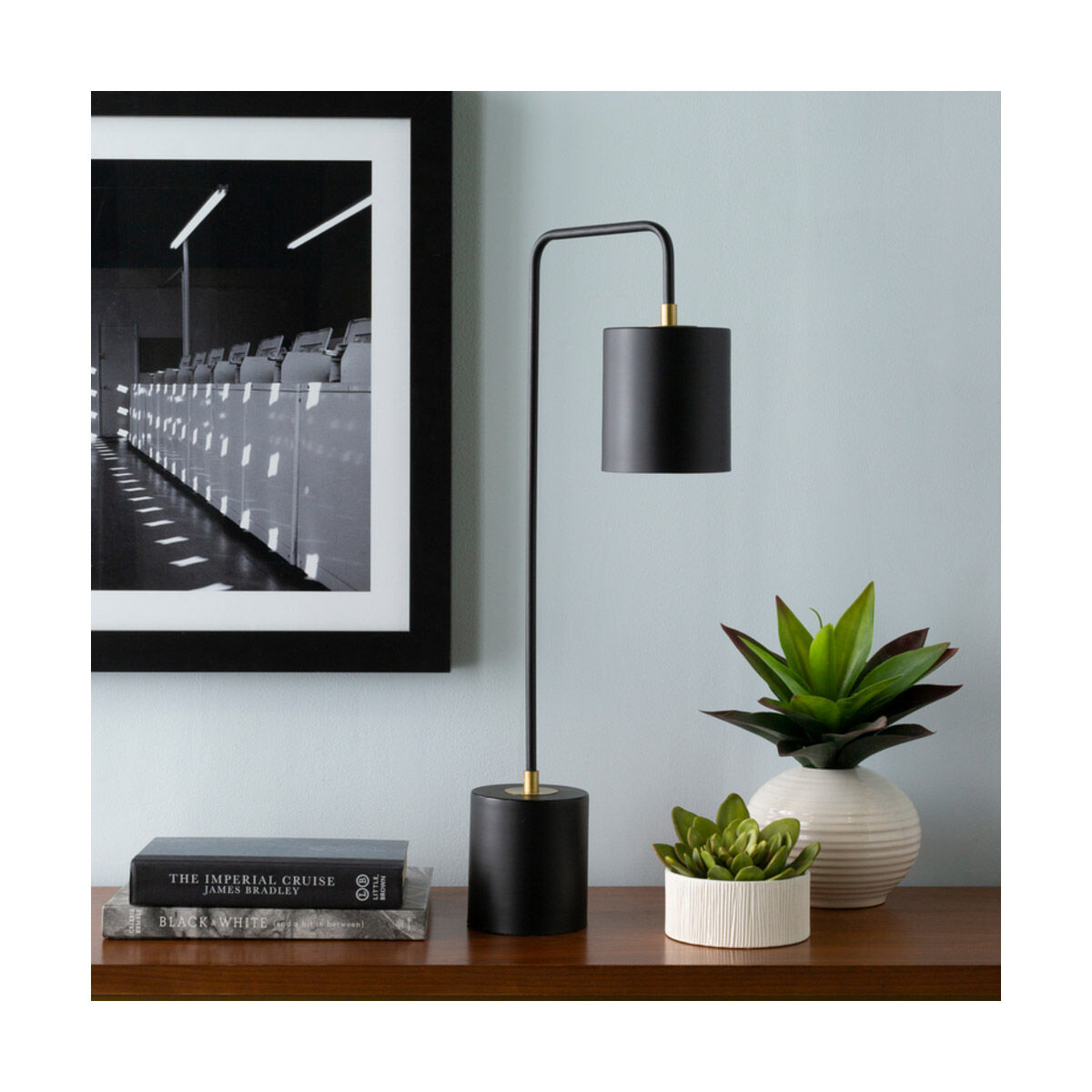 Boomer 24.85 inch 40 watt Black and Brass Table Lamp Portable Light