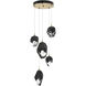 Chrysalis 5 Light 15.7 inch Modern Brass Pendant Ceiling Light in Black Crystal, Standard Pipe