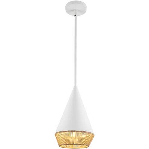 Alora Mood Daphne 1 Light 7.13 inch White and Brown Cotton Rope Pendant Ceiling Light