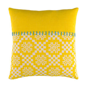 Delray 22 X 22 inch Bright Yellow and Cream Throw Pillow