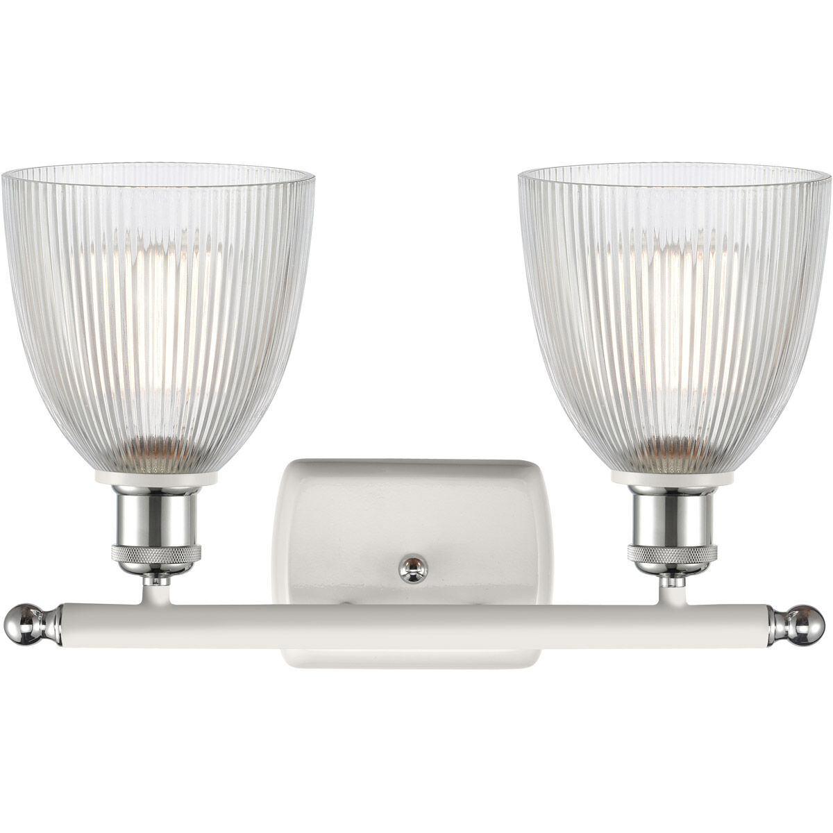 Ballston Castile 2 Light 16 inch White and Polished Chrome Bath Vanity Light Wall Light in Clear Glass, Ballston