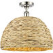 Woven Rattan 1 Light 15.75 inch Polished Nickel Semi-Flush Mount Ceiling Light