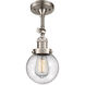 Franklin Restoration Beacon 1 Light 6 inch Brushed Satin Nickel Sconce Wall Light in Seedy Glass, Franklin Restoration