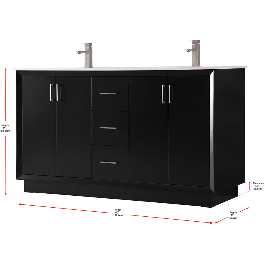 Hayes 60 X 22 X 35 inch Black Vanity Sink Set