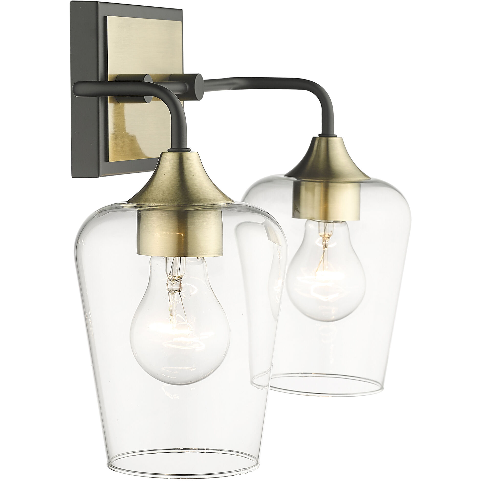 Gladys 2 Light 17 inch Matte Black and Antique Brass Vanity Light Wall Light