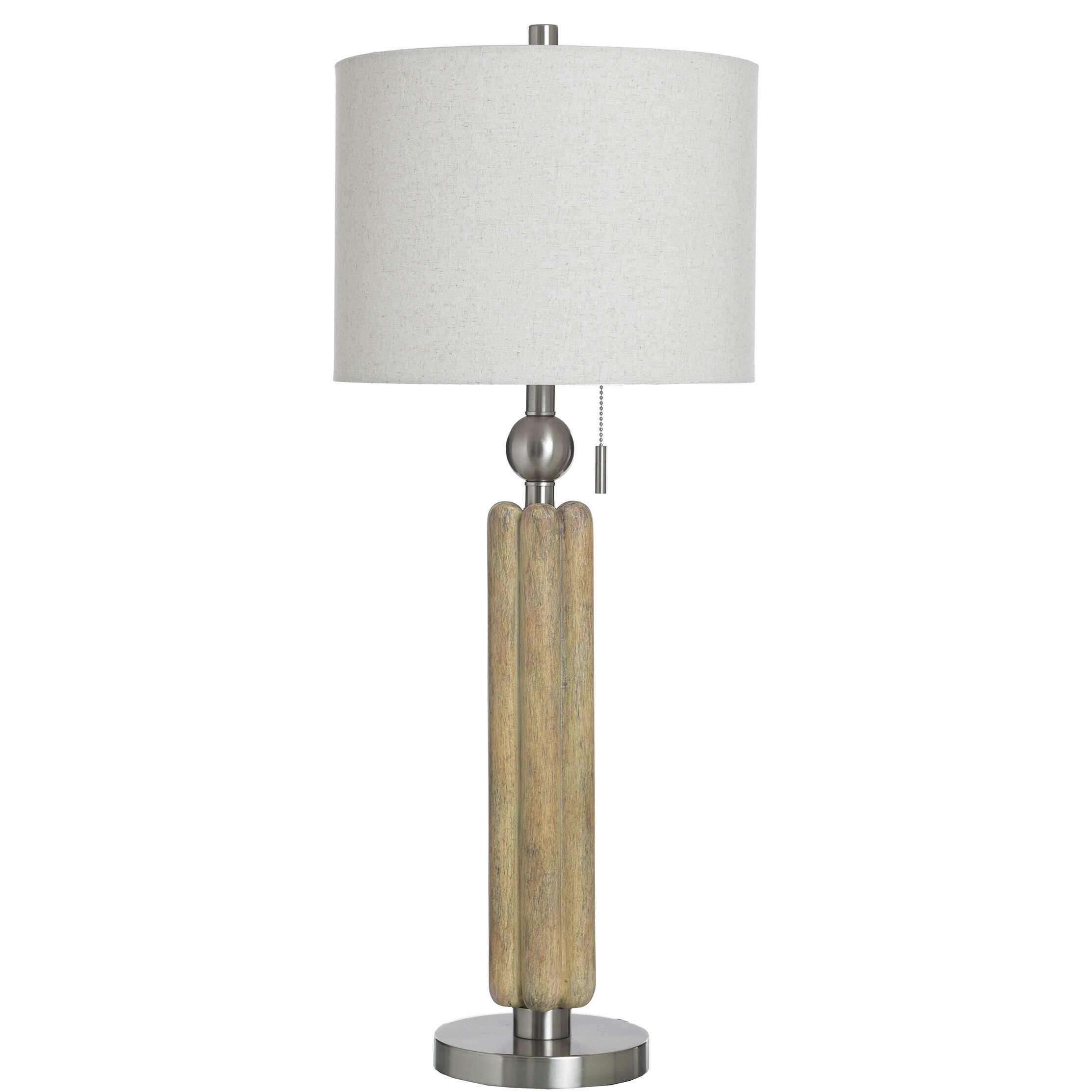 Luke 34.5 inch 100 watt Chadron Silver and Beige Table Lamp Portable Light