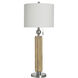 Luke 34.5 inch 100 watt Chadron Silver and Beige Table Lamp Portable Light
