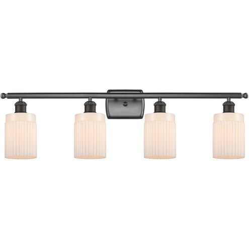 Ballston Hadley 4 Light 36 inch Oil Rubbed Bronze Bath Vanity Light Wall Light in Matte White Glass, Ballston