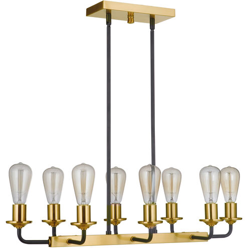 Neighborhood Randolph 8 Light 30 inch Flat Black/Satin Brass Island Light Ceiling Light in Flat Black and Satin Brass, Neighborhood Collection