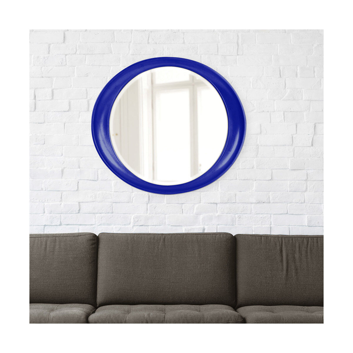 Ellipse 39 X 35 inch Glossy Royal Blue Wall Mirror