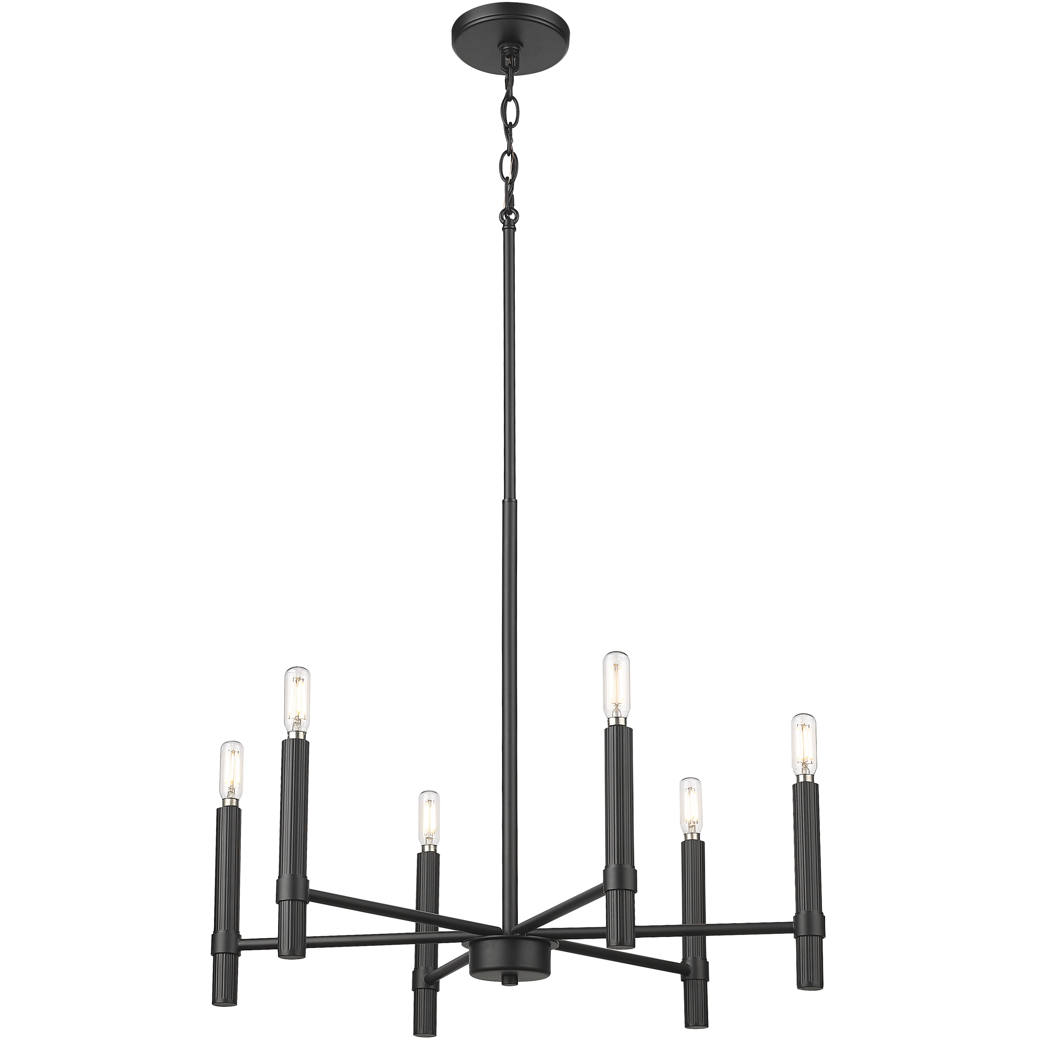 Skyva 6 Light 24.25 inch Matte Black Chandelier Ceiling Light