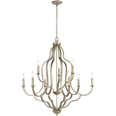 Drummond 9 Light 34 inch Dusted Silver Chandelier Ceiling Light