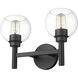 Sutton 2 Light 15.75 inch Matte Black Vanity Wall Light