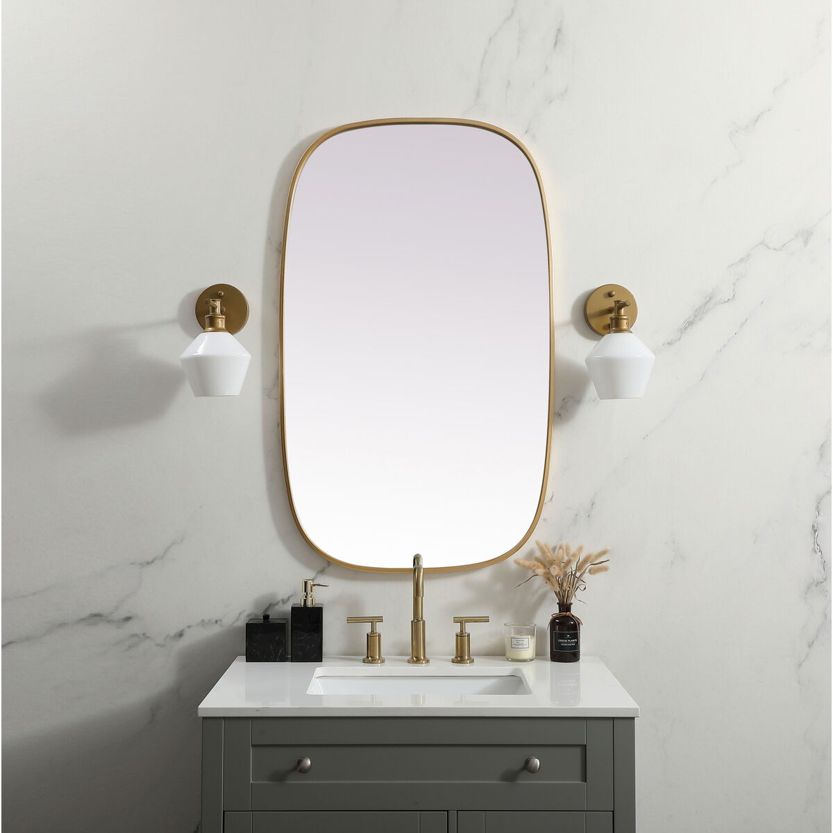 Brynn 40 X 24 inch Brass Mirror in 24 x 40